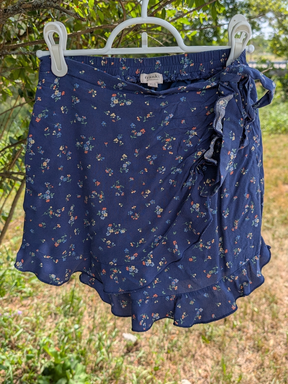 Franki Navy Floral Girls' Wrap Skort